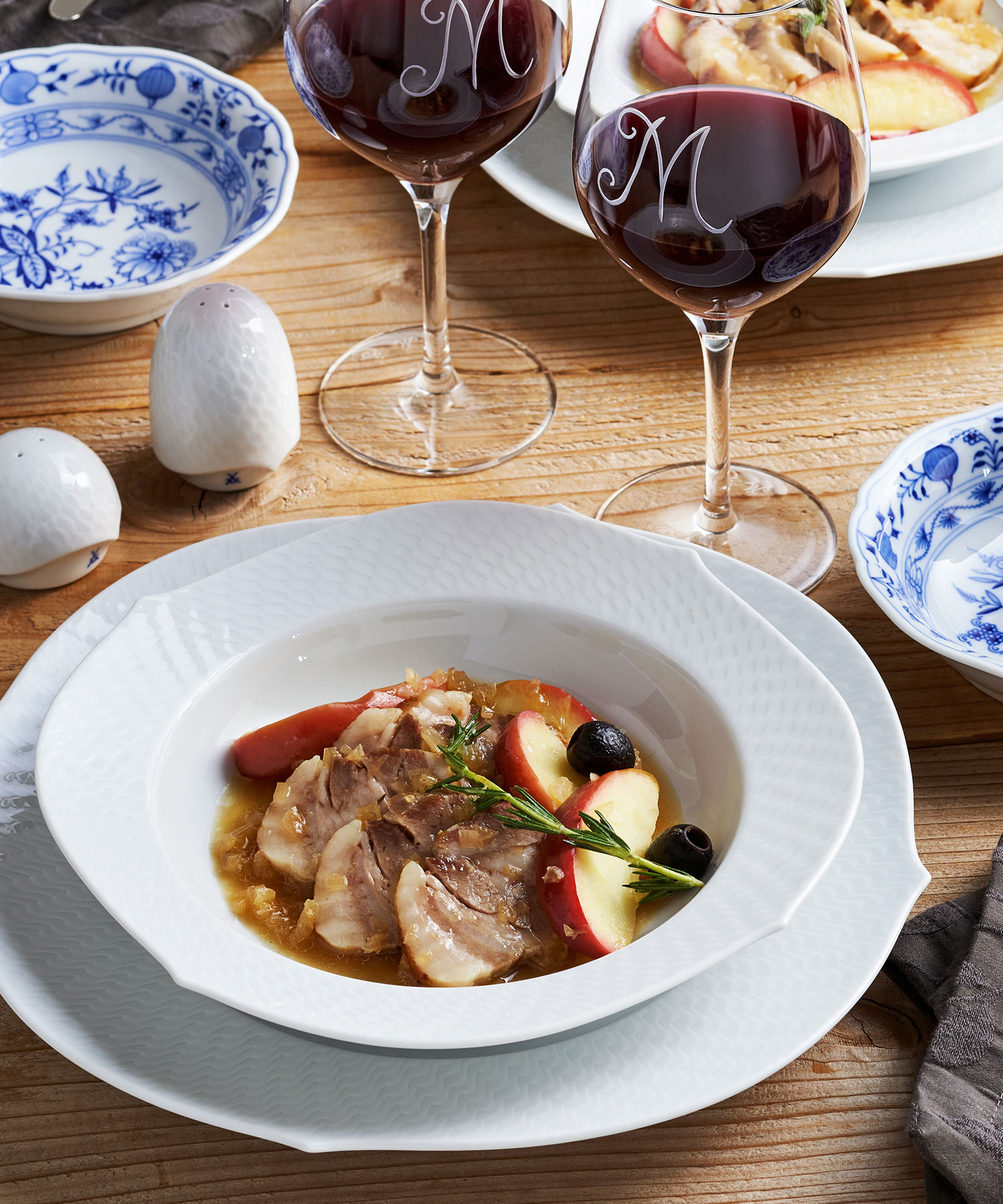 マイセンバラ柄波型皿4枚セット マイセン マイセンのバラ（ピンク