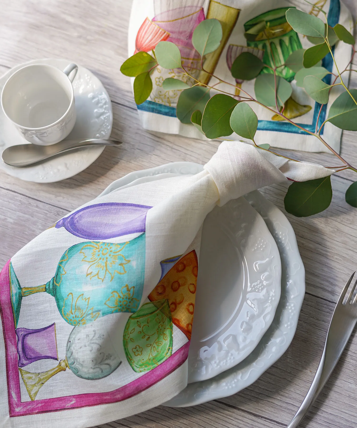 テシトゥーラ トスカーナ テレリーエ ナプキン 46×46cm 4枚セット Cincin／乾杯 100%リネン ポーチ付