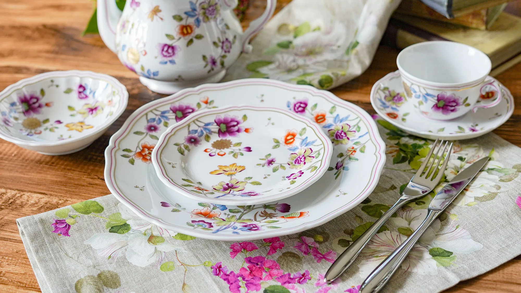 テシトゥーラ トスカーナ テレリーエ ナプキン 46×46cm 4枚セット ブロッサム 100%コットン ポーチ付