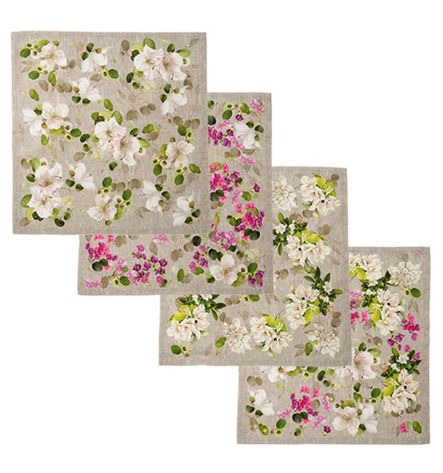 テシトゥーラ トスカーナ テレリーエ ナプキン 46×46cm 4枚セット ブロッサム 100%コットン ポーチ付