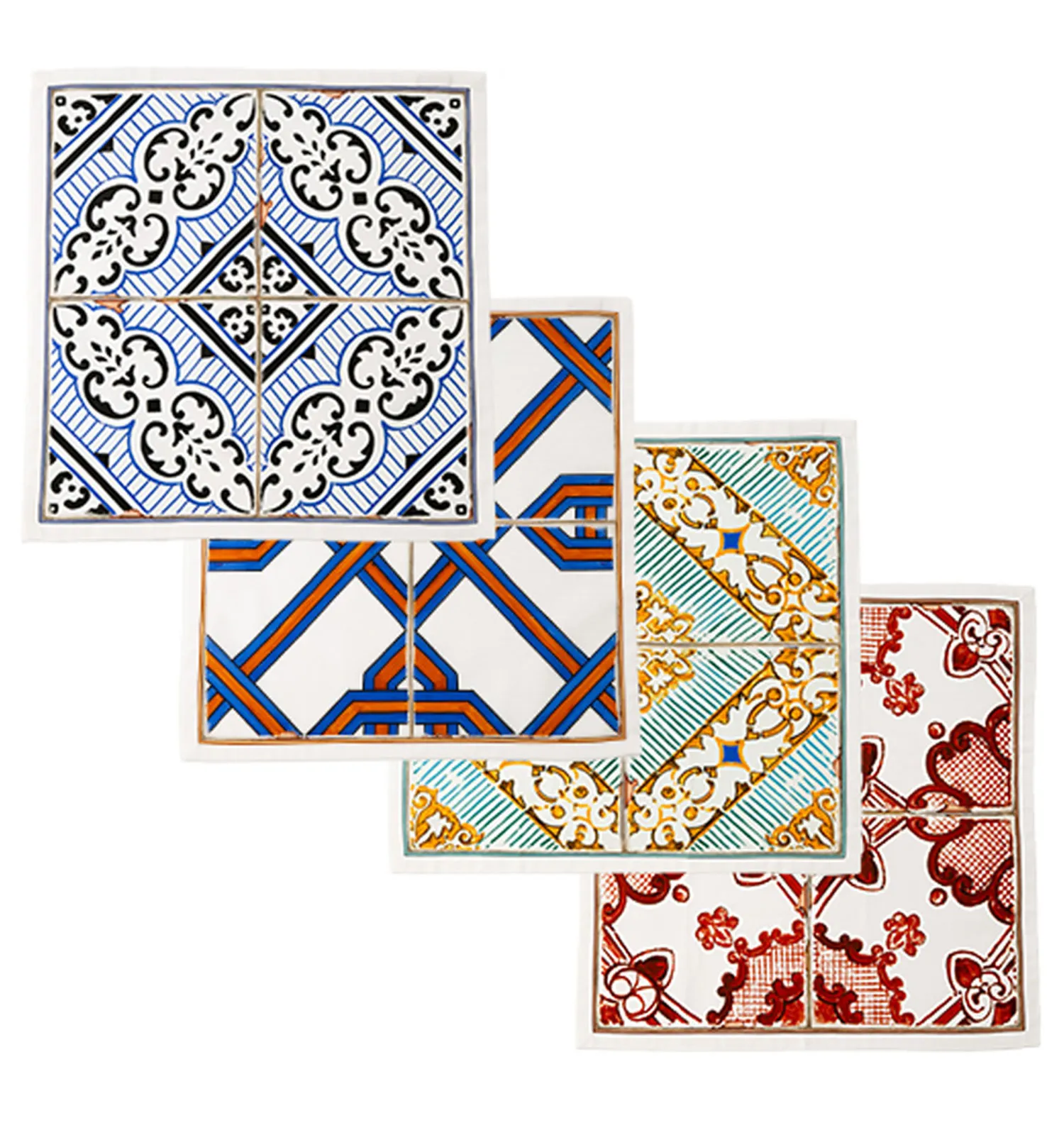 テシトゥーラ トスカーナ テレリーエ ナプキン 46×46cm 4枚セット エオリア 100%コットン ポーチ付