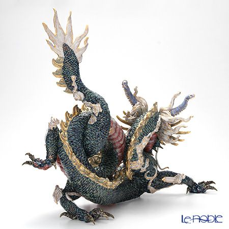 リヤドロ 臥龍（Blue＆Gold） HIGH PORCELAIN 01934 台座付