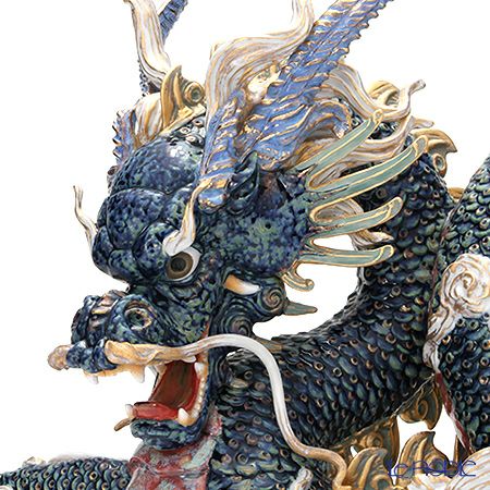 リヤドロ 臥龍（Blue＆Gold） HIGH PORCELAIN 01934 台座付