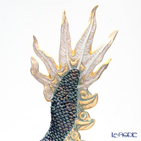 リヤドロ 臥龍（Blue＆Gold） HIGH PORCELAIN 01934 台座付