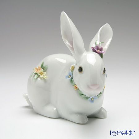 リヤドロ 花飾りの白ウサギ2 06098