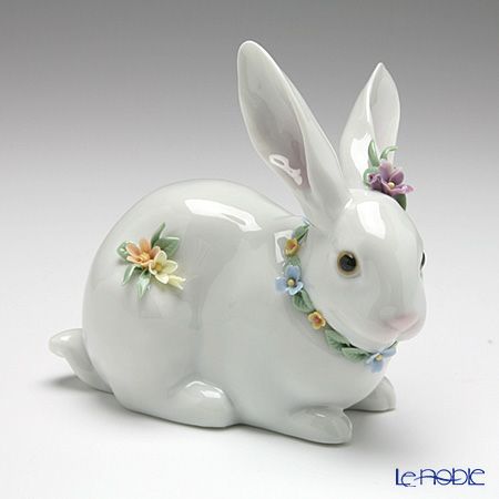 リヤドロ 花飾りの白ウサギ2 06098