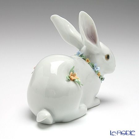 リヤドロ 花飾りの白ウサギ2 06098