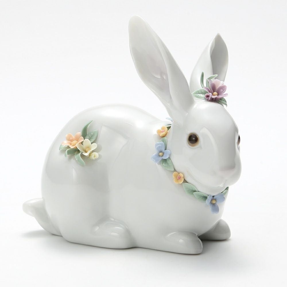 リヤドロ 花飾りの白ウサギ2 06098