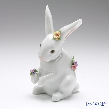 リヤドロ 花飾りの白ウサギ4 06100