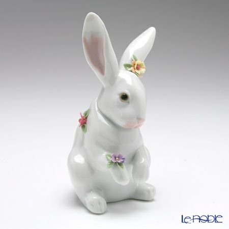 リヤドロ 花飾りの白ウサギ4 06100