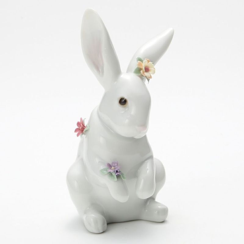 リヤドロ 花飾りの白ウサギ4 06100