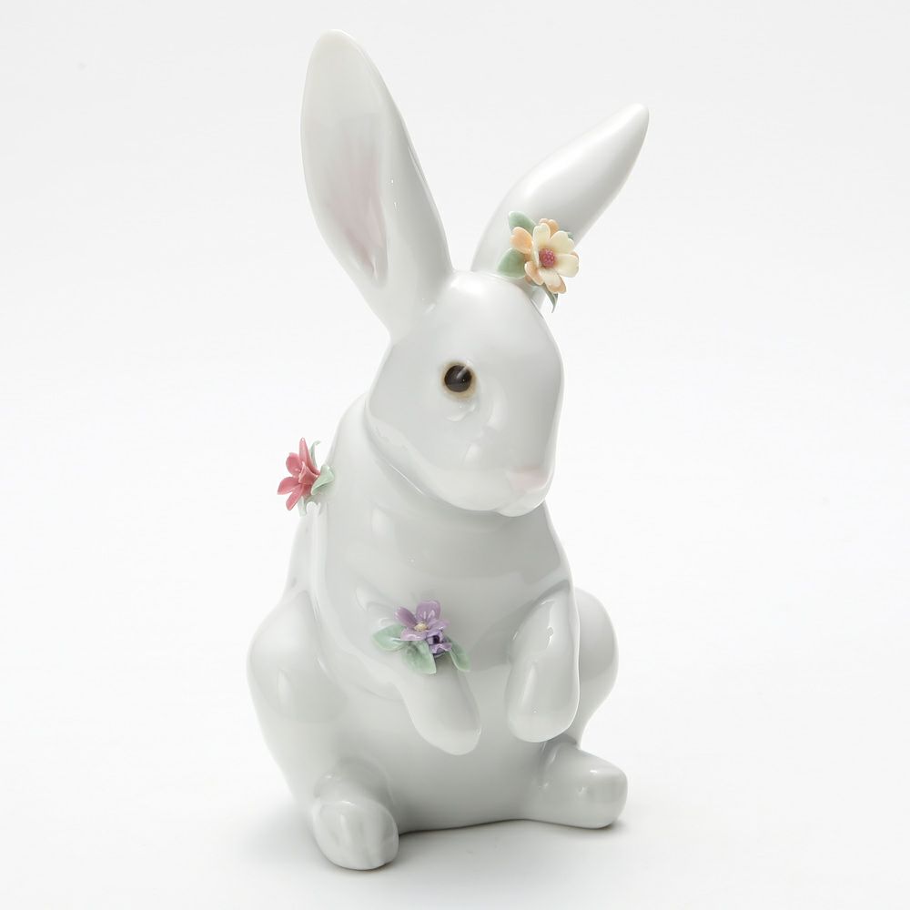 リヤドロ 花飾りの白ウサギ4 06100