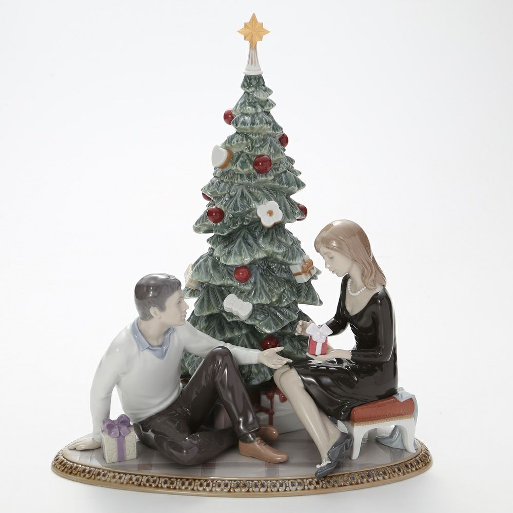 リヤドロ ふたりのクリスマス （クリスマスツリー） 08665 台座付
