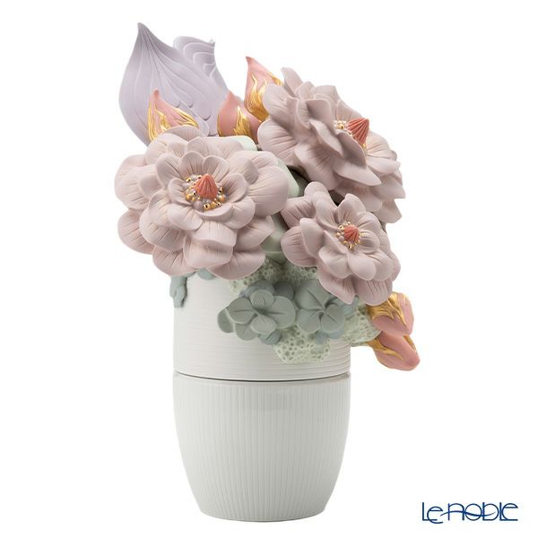 リヤドロ ベース 花／PINK 09696 33×30×44cm