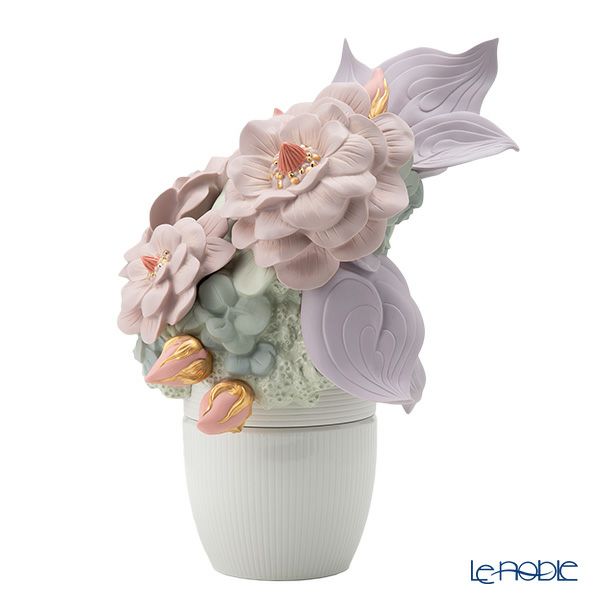 リヤドロ ベース 花／PINK 09696 33×30×44cm