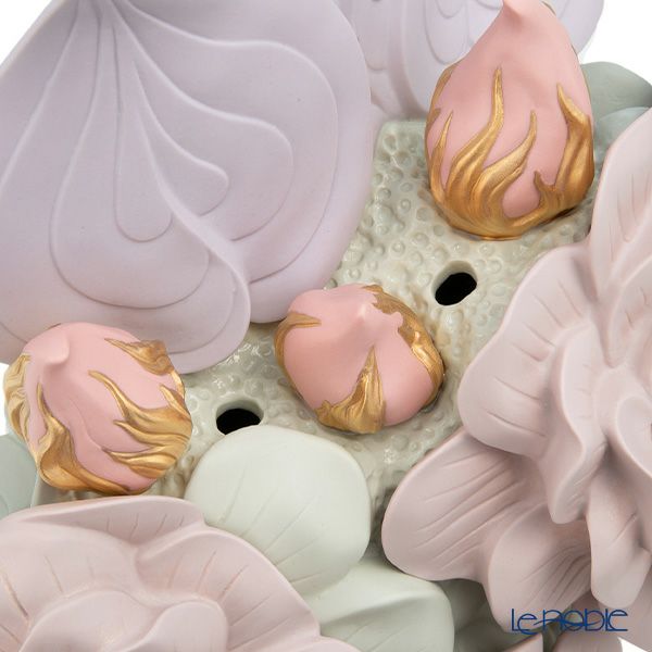 リヤドロ ベース 花／PINK 09696 33×30×44cm