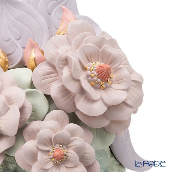 リヤドロ ベース 花／PINK 09696 33×30×44cm