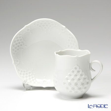 マイセン（Meissen） ホワイトレリーフ 000001／26581 モカカップ＆ソーサー