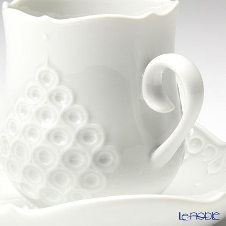マイセン（Meissen） ホワイトレリーフ 000001／26581 モカカップ＆ソーサー