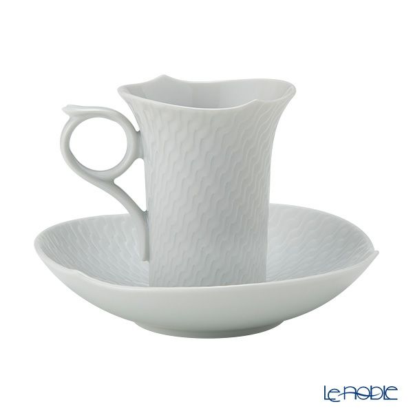 マイセン（Meissen） 波の戯れホワイト 000001／29580 モカカップ＆ソーサー