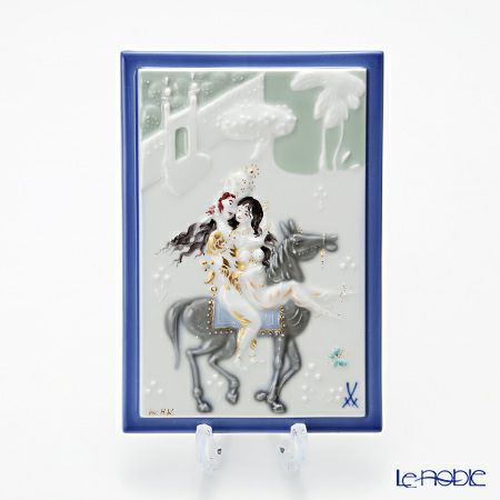 マイセン（Meissen） 陶板 千夜一夜 930012／9p313 馬に乗る王子様と王妃 15×10cm