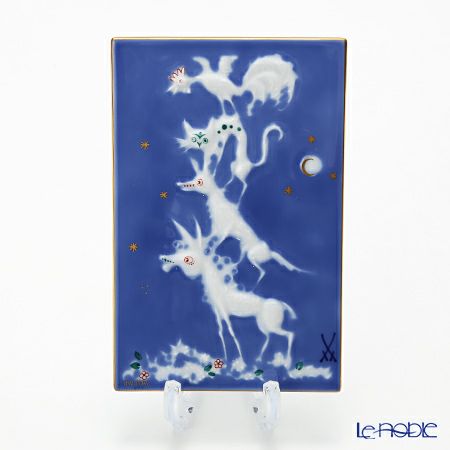 マイセン（Meissen） 陶板 青のメルヘン 930005／9p331 ブレーメンの音楽隊 13.5×7cm（額無）