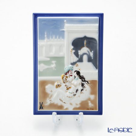 マイセン（Meissen） 陶板 千夜一夜 930013／9p314 くつろぐ王様と王妃 15×10cm