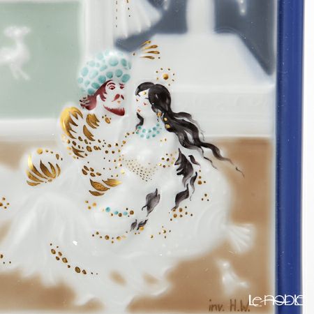 マイセン（Meissen） 陶板 千夜一夜 930013／9p314 くつろぐ王様と王妃 15×10cm