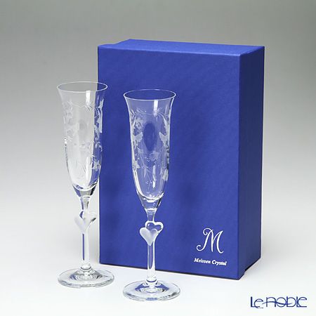 マイセン　クリスタルシャンパングラス　高さ22.5㎝　東Y7-1128☆1F マイセンクリスタル シャンパングラス ○ フラワー エングレーヴィング