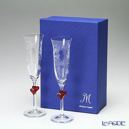マイセン（Meissen） マイセンクリスタル ハート シャンパン 24.2cm（レッド） ペア