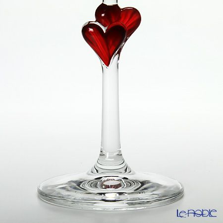 マイセン（Meissen） マイセンクリスタル ハート シャンパン 24.2cm（レッド） ペア