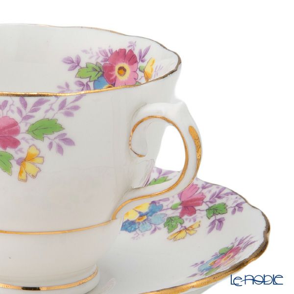 【1点限り】英国ヴィンテージ コルクラフ イエローフラワーブーケ 金彩 トリオセット