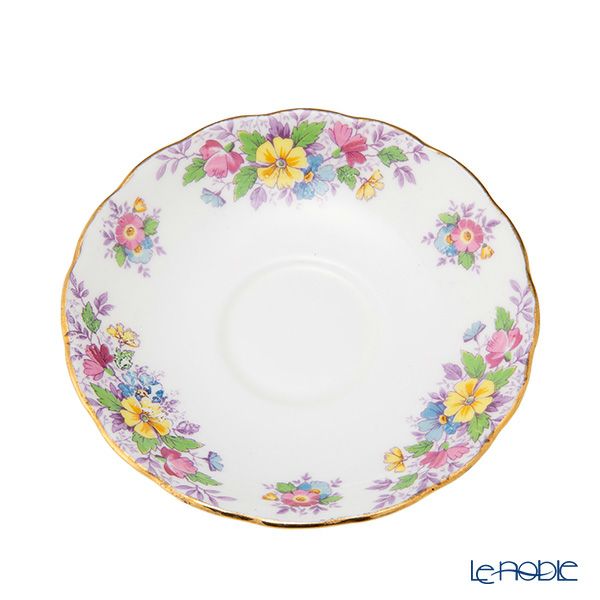 【1点限り】英国ヴィンテージ コルクラフ イエローフラワーブーケ 金彩 トリオセット