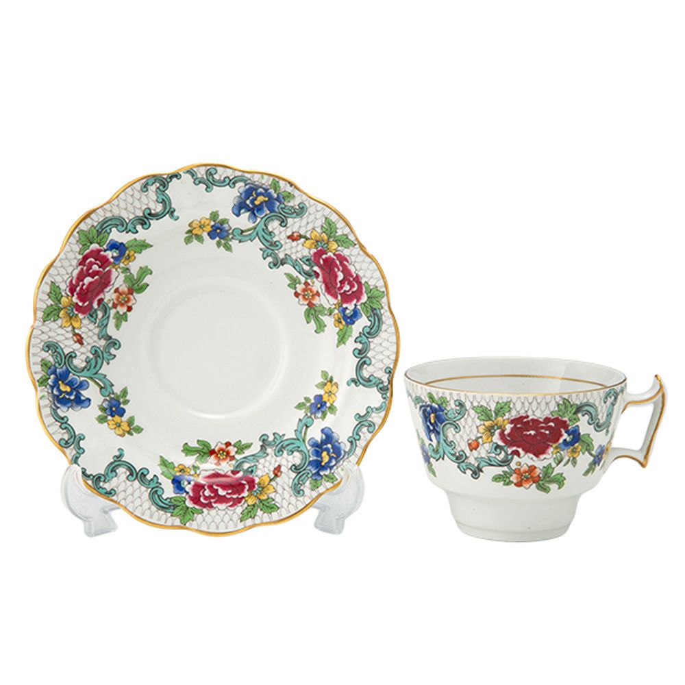 【1点限り】英国ヴィンテージ ブース フローラドラ 金彩 トリオセット