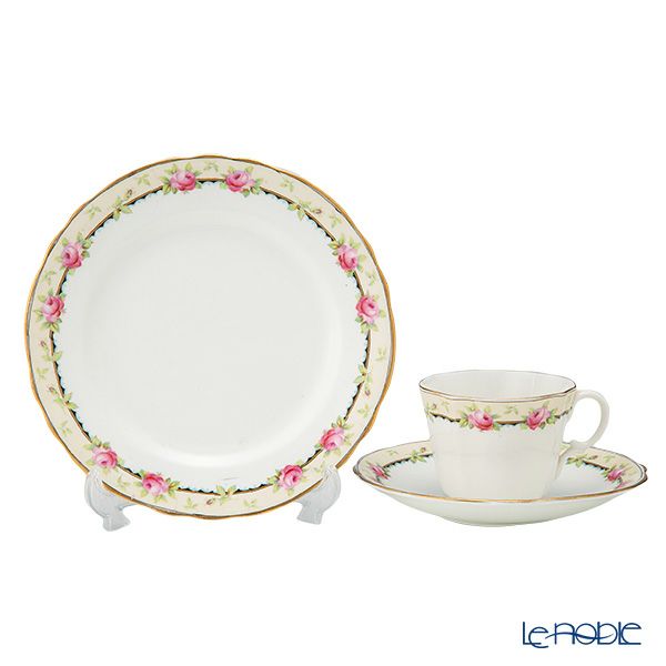 【1点限り】英国ヴィンテージ エインズレイ 小さなバラ柄 トリオセット