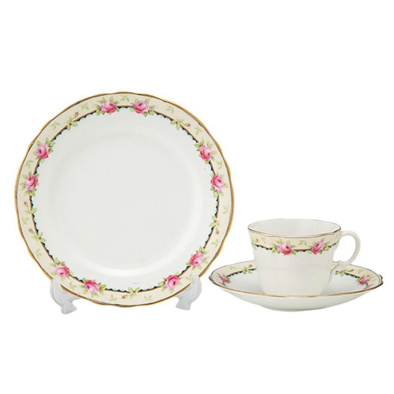 【1点限り】英国ヴィンテージ エインズレイ 小さなバラ柄 トリオセット