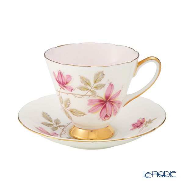 【1点限り】英国ヴィンテージ オールドロイヤル 濃いピンク花 トリオセット