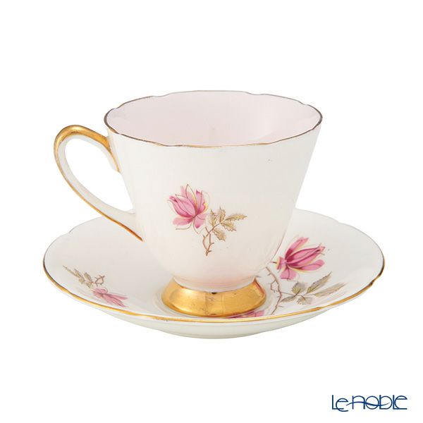 【1点限り】英国ヴィンテージ オールドロイヤル 濃いピンク花 トリオセット