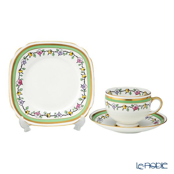 【1点限り】英国ヴィンテージ ロイヤルアルバート 手描き花柄 金彩 トリオセット B