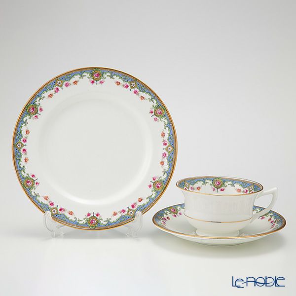 英国ヴィンテージ エインズレイ ブルーエッジローズ トリオセット