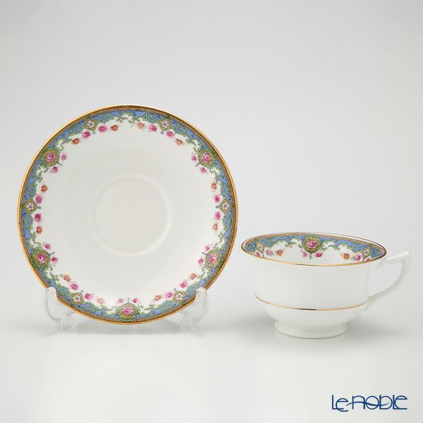 英国ヴィンテージ エインズレイ ブルーエッジローズ トリオセット