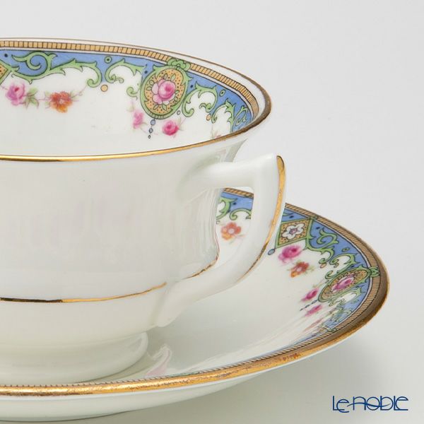 英国ヴィンテージ エインズレイ ブルーエッジローズ トリオセット