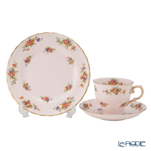 【1点限り】英国ヴィンテージ タスカン ピンク花柄 トリオセット