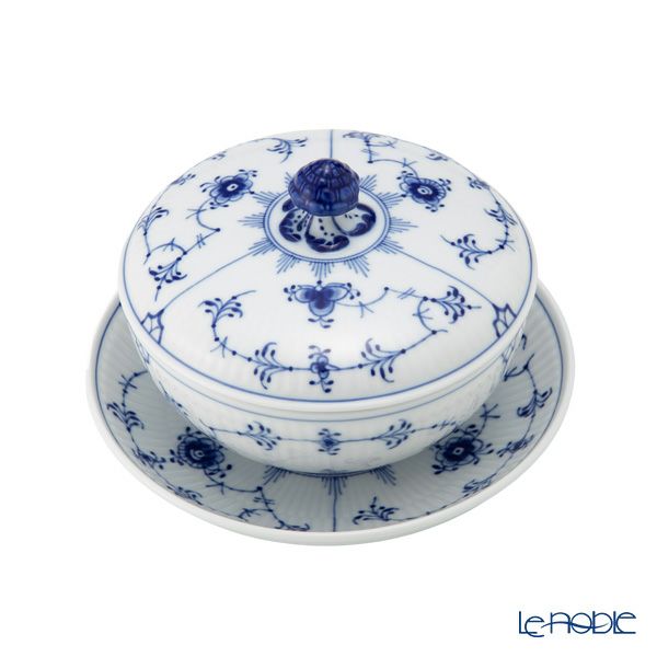 ロイヤルコペンハーゲン（Royal Copenhagen） ブルー フルーテッド プレイン ボウル＆ソーサー 蓋つき 380ml 1064774