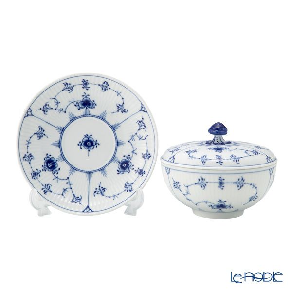 ロイヤルコペンハーゲン（Royal Copenhagen） ブルー フルーテッド プレイン ボウル＆ソーサー 蓋つき 380ml 1064774