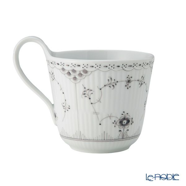 ロイヤルコペンハーゲン（Royal Copenhagen）ブラックフルーテッドハーフレース ハイハンドル マグカップ 330ml 1066933