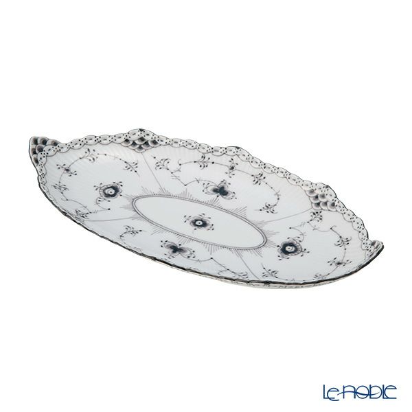ロイヤルコペンハーゲン（Royal Copenhagen）ブラックフルーテッドハーフレース ピックルディッシュ 楕円 24.5×12cm 1066938