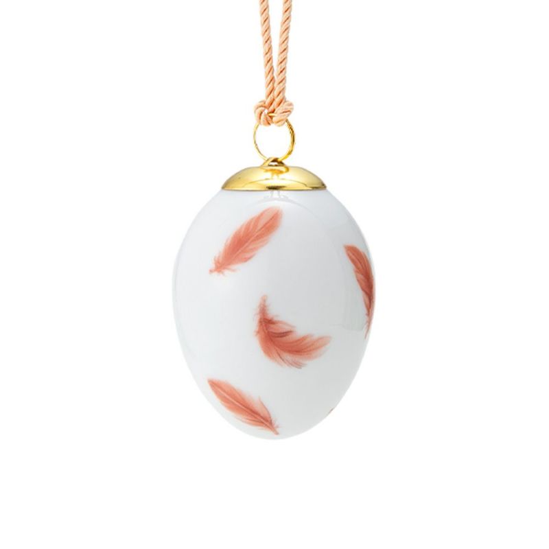 ロイヤルコペンハーゲン（Royal Copenhagen）スプリングコレクション 2025 イースターエッグ レッドスタート スモールフェザー H6cm 1074933 ※画像の紐のお色は一例※