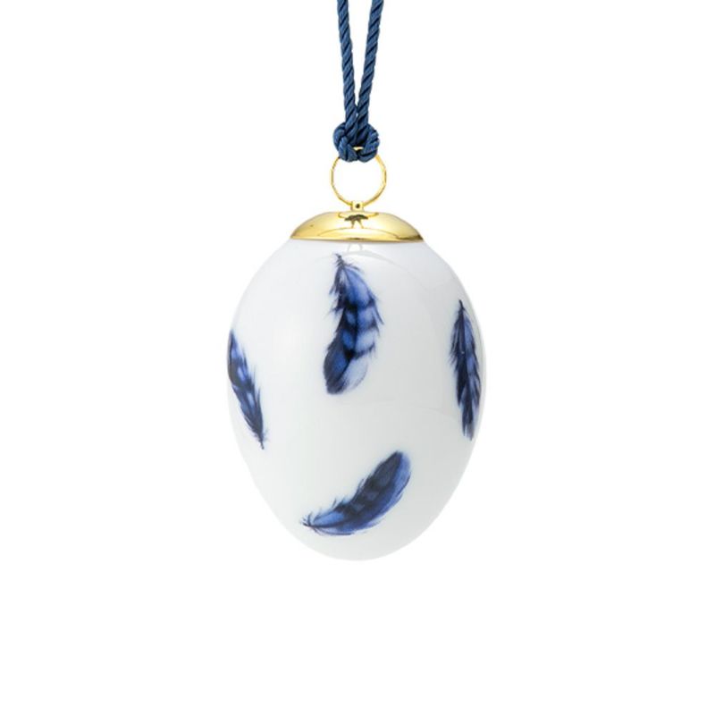 ロイヤルコペンハーゲン（Royal Copenhagen）スプリングコレクション 2025 イースターエッグ ユーラシアンジェイ スモールフェザー H6cm 1074935 ※画像の紐のお色は一例※