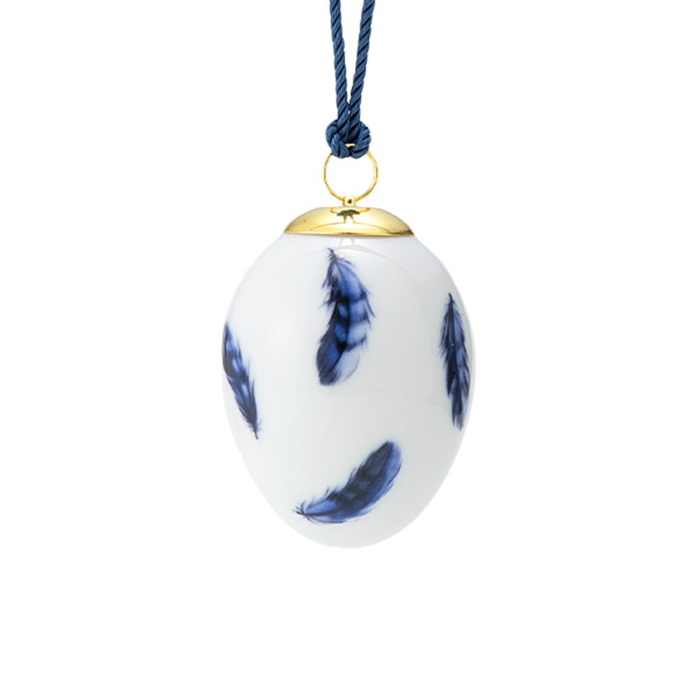 ロイヤルコペンハーゲン（Royal Copenhagen）スプリングコレクション 2025 イースターエッグ ユーラシアンジェイ スモールフェザー H6cm 1074935 ※画像の紐のお色は一例※